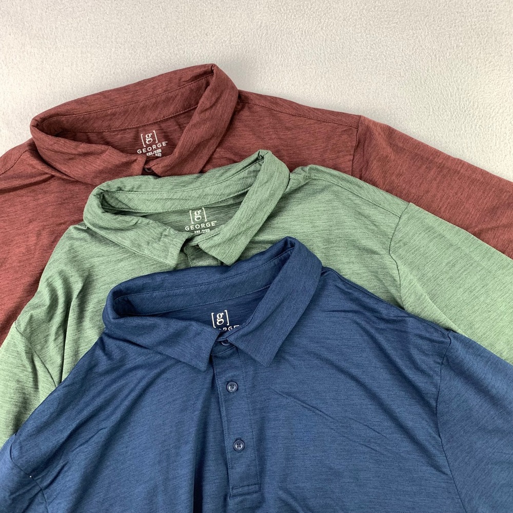 George Performance Polo Shirt Bundle Mens 2XL Red Space Dye Short Sleeve Stretch